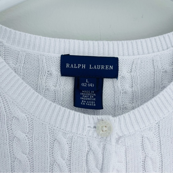 Ralph Lauren White and Pink Cable Knit Sweater Cardigan - Picture 5 of 11